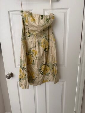The Limited Strapless Floral Sundress in Cream, Yellow, Green